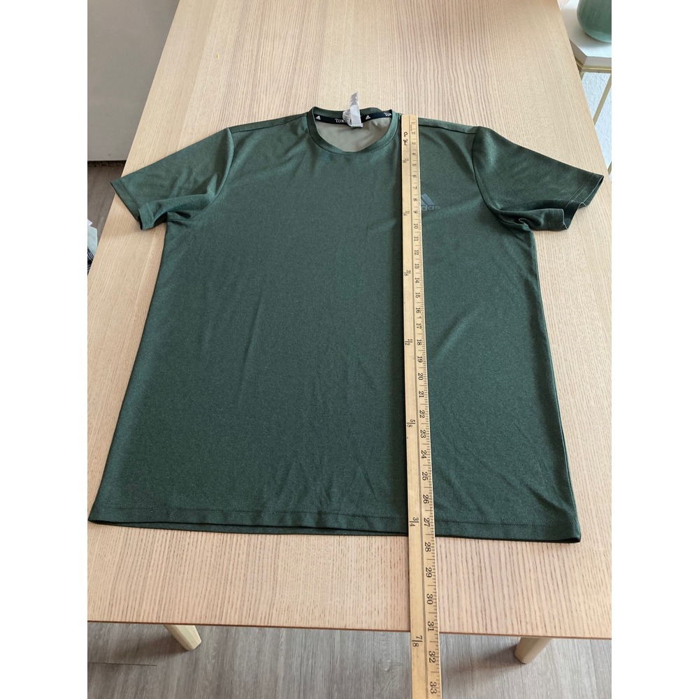 Adidas T-Shirt Mens Large Green Climalite Performance Short Sleeve Heathered Tee - Picture 7 of 8